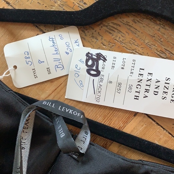 NWT Bill Levkoff Black Curo Satin Bubble Strapless Dress beads & sequins waist 8 - Picture 13 of 15